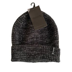 NWT Hurley M Max Cuff 2.0 Beanie Black Gray Heather One Size